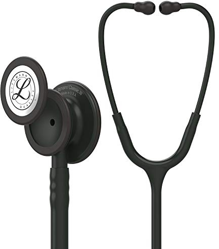 3M Littmann Classic III Stethoskop zur Überwachung, 5803, Black Edition Bruststück, schwarzer Schlauch, 69 cm