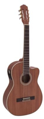INNA-Glas Konzertgitarre William aus Mahagoni mit Tonabnehmer | Dunkelbraun - Klassikgitarre mit Equalizer und Stimmgerät - 0