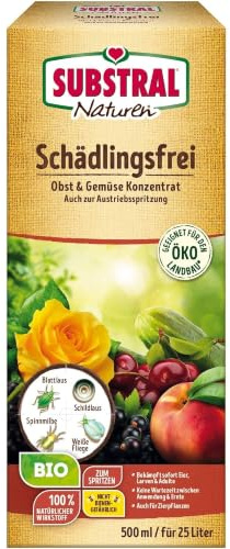 Substral Naturen Bio Schädlingsfrei Obst- u Gemüse Konzentrat 500 ml | Gegen Blattläuse Spinnmilben und Weiße Fliegen | Sofortige Ernte möglich | Nicht bienengefährlich