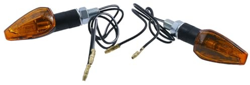 Blinker PEAK Paar Motorrad, schwarz, Glas gelb, kurzer Stiel, 21W Halogen | Mini-Blinker Paar, 12 V, Kopf 46 x 27 x 27 mm, Armlänge 18 mm, Kunststoff, dreieckig, universal montierbar, ECE geprüft