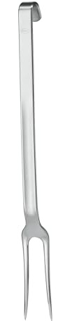 RÖSLE Fleischgabel, Hochwertige Tranchiergabel mit Hakengriff, Edelstahl 18/10, spülmaschinengeeignet, 35 cm, Silber / Schwarz