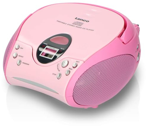 Lenco SCD-24 CD Player, Radio-CD Player , auch für Kinder, Tragbar, CD Spieler - Stereo - LCD - Display - Kopfhöreranschluss - Batterie u. Netzbetrieb - rosa
