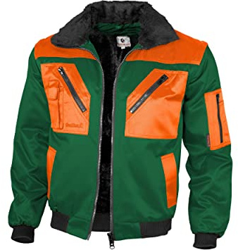 Qualitex - Pilotenjacke 4 in 1, Grün/Warnorange, L