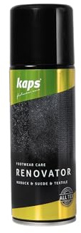 Kaps Renovator – Schuhspray für Rauleder & Veloursleder – Schuhpflege zum Auffrischen und Färben von Wildleder, Nubukleder & Textilschuhen - 200 ml (118 - Schwarz)
