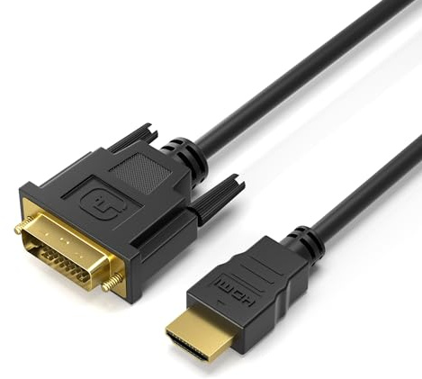 JAMEGA HDMI auf DVI Adapter Kabel 10m – Bidirektionales Kabel Mit 1080P Highspeed FullHD 3D Dual Link für Laptop