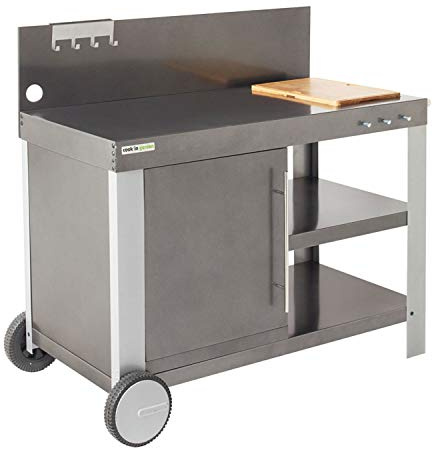 Cook'in garden - Nova XL Servierwagen mit Arbeitsplatte - Rollmöbel - Außenküche - Ideal für Plancha oder Grill - Leicht zu Bewegen - Zubehör Inklusive