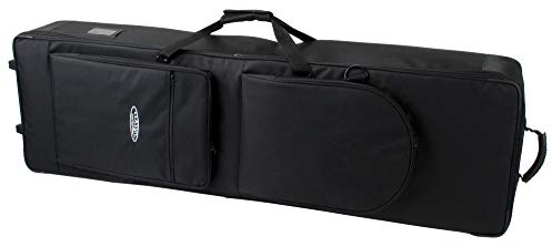 Classic Cantabile Keyboardtasche mit Rollen, Innenmaß 129 x 36 x 16 cm | Innenmaß 129 x 36 x 16 cm, schwarz, Rollen, Schaumstoffpolsterung, Nylongewebe, 2 Außentaschen, Doppel-Reißverschluss