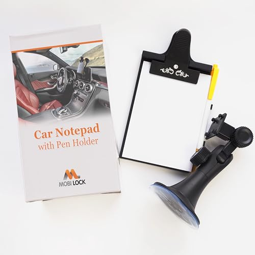 Auto-Clipboard mit Stifthalter und Pad-Halterung, universelle Saugnapf-Befestigung mit flexiblem Hals, inkl. 1 Pad - von Mobi Lock