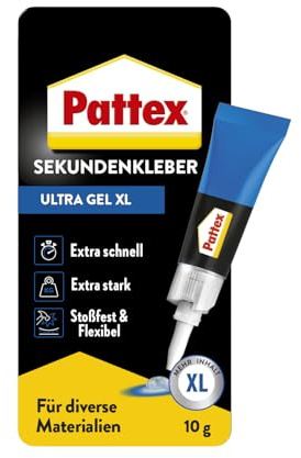 Pattex Sekundenkleber Ultra Gel, ultra stark & tropft nicht, 1x10g | Gelförmig, tropffrei, stoß- & wasserresistent, Anti-Verstopfungs-Kappe, lösemittelfrei, farblos