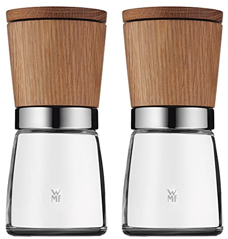 WMF Ceramill Nature Salz und Pfeffermühle Set 2-teilig, Gewürzmühle holz, unbefüllt, für Salz, Pfeffer, Chilli, Salzmühle, Pfeffermühle Holz, Grinder, Keramikmahlwerk
