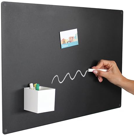 KalaMitica Magnettafel Schwarz - Kreidetafel Magnetisch, Magnetpinnwand für jede Art von Magneten - Anthrazit - 56x38 cm