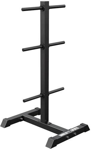 GORILLA SPORTS® Hantelscheibenständer - 6 Scheibenaufnahmen, für Ø 30 mm Gewichtsscheiben, bis 200 kg Belastbar, Stahl, Weiß/Schwarz - Hantelständer, Scheibenständer, Hantelablage, Hantelbaum, Gewicht