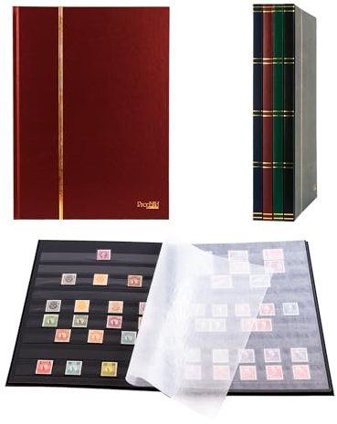 Prophila Collection 16 Schwarze Seiten A4 Briefmarken-Einsteckbuch rot