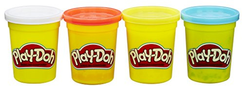 Play-Doh Hasbro Set 4er Pack Grundfarben Knetmasse, Modelliermasse für fantasievolles und kreatives Spielen, Kunstzubehör für Kinder ab 2 Jahren, in den Farben blau, gelb, rot und weiß