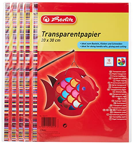 Herlitz 246413 Transparentpapier, 20 x 30 cm, 10 Blatt, 5-er Pack (5er Pack, Transparentpapier)