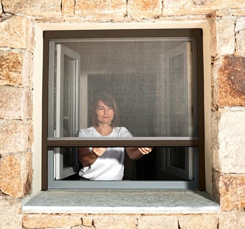 Avosdim Insektenschutzrollo für Fenster B 100 x H 160 cm & Türen, Aluminium, Insektenschutz Fenster – Braun RAL 8014