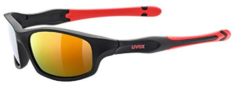 Uvex sportstyle 507 - Sonnenbrille für Kinder - 100% UVA-, B, C Schutz - inkl. Kopfband - black matt red/red - one size