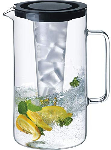 BOHEMIA CRISTAL Krug mit Eiseinsatz, Kunstoffdeckel, schwarz, 2,00 Liter