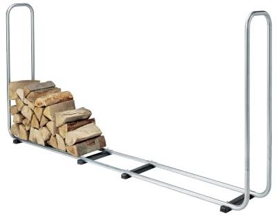 wolfcraft Stapelhilfe für Brennholz - Verstellbares Kaminholzlager | Wetterfeste Kaminholzaufbewahrung aus verzinktem Stahl, ausziehbar auf 2,34 m für 1,17 m³ Feuerholz, Made in EU, 5122000