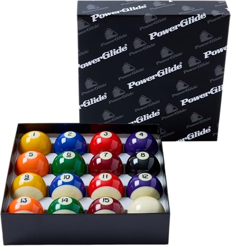 PowerGlide Billard-Set, 16 Bälle, Punkte und Streifen, Turnier, 51,0 mm Durchmesser, verpackt