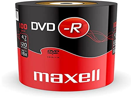 Maxell 275733 DVD-R Rohlinge (16x Speed, 4,7GB, 100er Shrink) 100 Disk - Shrink Wrapped