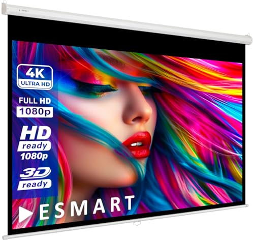 ESMART Economy EXR Rollo-Leinwand 257 cm Bild 240 x 135 cm (108") | Format 16:9 | Heimkino Beamer Projektionsleinwand Rollo Leinwand LCD LED