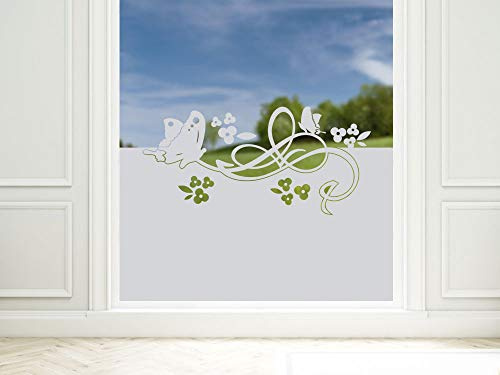 GRAZDesign Sichtschutzfolie Schmetterlinge/Blumen, blickdichte Glasdekorfolie, Matte Fensterfolie als Sichtschutz / 80x57cm