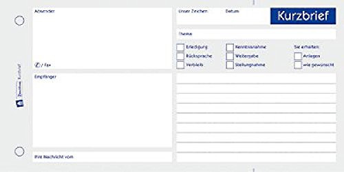 AVERY Zweckform Kurzbriefe/1020, weiß, Bl, 1/3 DIN A4quer, Inh. 100 Blatt