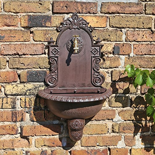 CLGarden Wandbrunnen von CLGarden WB1 im nostalgischen Design Gartenbrunnen Wasserzapfstelle mit Waschbecken
