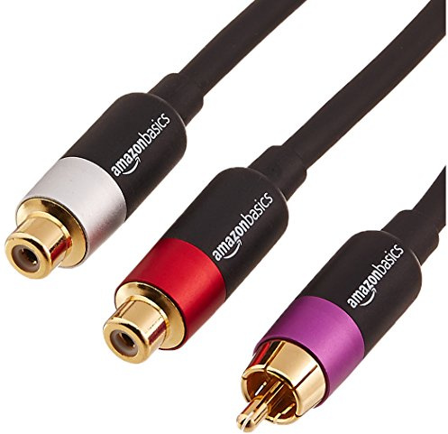 AmazonBasics RCA Cinch-Y-Adapter-Splitter mit 2 Buchsen an einem Ende und 1 Cinch-Kabel, 30.5 cm, vergoldet, Schwarz