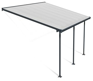 Canopia by Palram Terrassenüberdachung Alu Feria 3X4.25 Polycarbonat Hohlkammerplatten Pergola 425 x 300 cm Grau zur Überdachung ihrer Terrasse