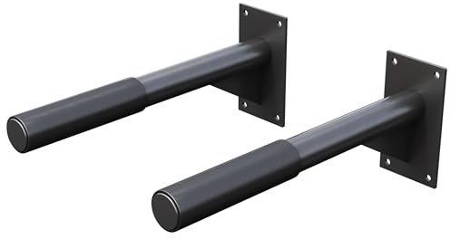 GORILLA SPORTS® Dip Station - zur Wandmontage, bis 350 kg Belastbar, mit Griffen 51 cm Lang, aus Stahl, Schwarz - Dipstation, Bauchmuskeltrainer, Dip Barren, Stangen, Parallettes