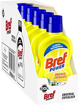 Bref Power Universal Entkalker für Kaffevollautomat & Kaffeemaschinen, 6x500ml, Kalklöser mit Aktiv-Zitronensäure für Küchengeräte