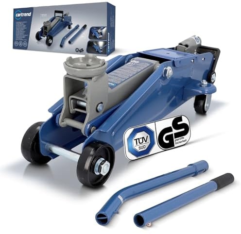cartrend Hydraulischer Rangierwagenheber, Tragkraft bis 2t, 135-342 mm, Rangierheber für Auto und Kleintransporter, Wagenheber für Haus und Werkstatt, gefertigt aus Qualitätsstahl