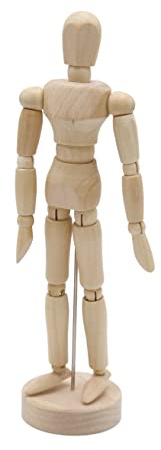 Paintersisters Gliederpuppe 20 cm Holz Zeichenpuppe Mannequin Holzfigur | Bewegliche Holzpuppe aus FSC-Samakholz für Zeichnen, Anatomie, Künstler, Skizzieren, Proportionen, Deko & Kunstunterricht