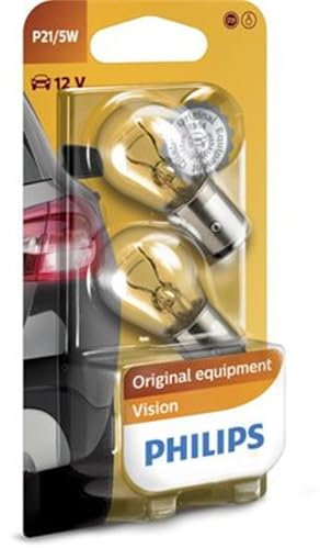 Philips 12499B2 Kugellampe Vision P21/5W Signallampe, 2er Blister, 13.50x9.50x13.50, White