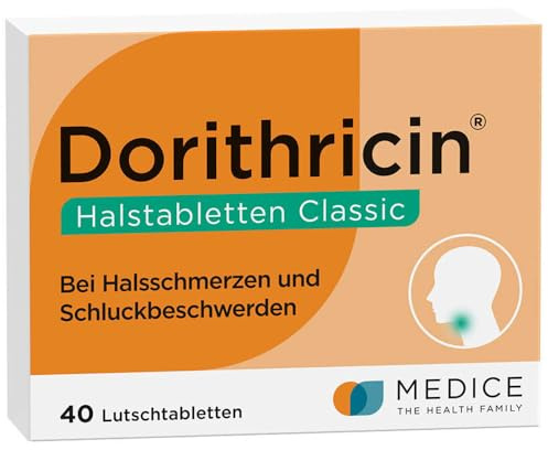 Dorithricin Halstabletten Classic 40 Lutschtabletten bei Halsschmerzen & Schluckbeschwerden - bekämpft Bakterien & Viren - Minzgeschmack - ab 2 J