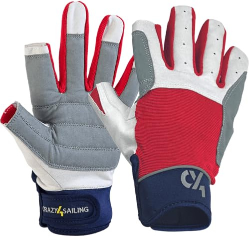crazy4sailing Segelhandschuhe Herren & Damen Cruising – Komfortable Kurzfinger für Segeln, Kajak & Fahrrad – Weiches Amara Leder – Der ideale Allrounder für Fahrtensegler