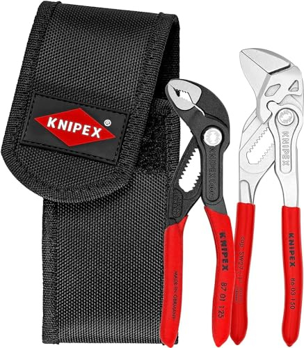 KNIPEX Mini-Zangenset, 2-teilig, Cobra XS und Zangenschlüssel XS, Werkzeugtasche, Gürtelclip, Zangenset, EDC, 00 20 72 V01