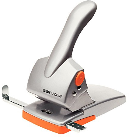 Rapid 20922603 Registraturlocher HDC65, Gussmetall, 65 Blatt, silber/orange
