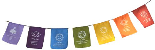 Bunting, flags & batiks regenbogenfarbenes chakra symbol und mantra bestätigungs gebetsfahnen wimpelkette