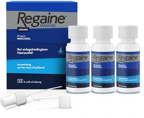 REGAINE Männer Lösung: Mit 50 mg/ml Minoxidil (5%) bei erblich bedingtem Haarausfall, 3-Monatspackung, 3 x 60 ml