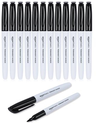 Amazon Basics Permanentmarker, Schwarz, 12er-Pack