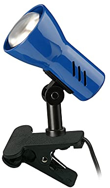 BRILONER - Schreibtischlampe mit Kabelschalter, schwenkbar, E14 Fassung, max. 40 Watt, Klemmlampe, Klemmleuchte, Nachttischlampe, Leselicht Kinder, Bürolampe, Leselampe Bett, 6,5x11,5x10,8 cm, Blau