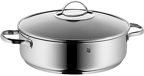 WMF Schmorpfanne 28 cm hoher Rand, Schmortopf mit Deckel 5l, Bräter Induktion, backofenfest, Antihaftbeschichtung, für alle Herdarten geeignet, tropffrei, Cromargan Edelstahl beschichtet