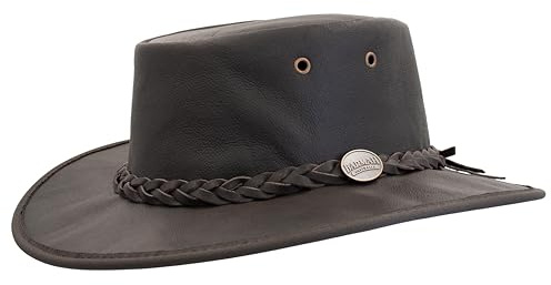 Barmah Squashy Sundowner Kangaroo Westernhut Herren - Made in Australia Stockman Outdoorhut Känguru mit Lederband, Einfass Frühling-Sommer Herbst-Winter Frühjahr Sommer Herbst Winter - L (58-59 cm)