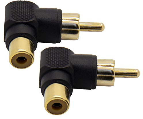2x Cinch Adapter Kabel Kupplung Audio Video RCA Winkel Stecker Buchse Verbinder