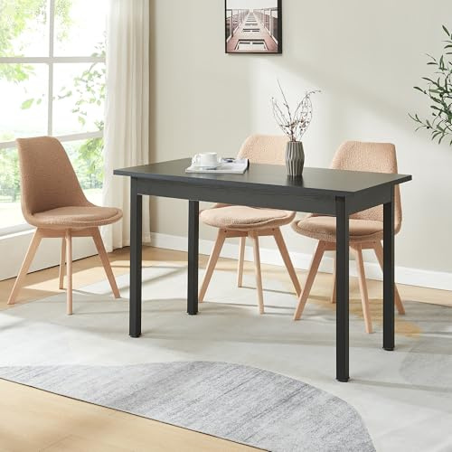 [en.casa] Moderner Esstisch Den HAAG Schwarz 120x60x75 cm 4 Personen Tisch Esszimmertisch Küchentisch