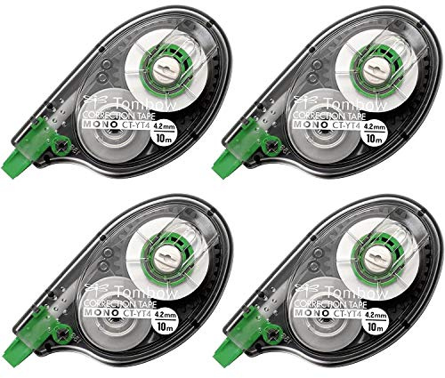 4er Sparpack Tombow CT-YT4 Korrekturroller, seitliches Abrollen, 4.2 mm x 10 m, 4er Sparpack