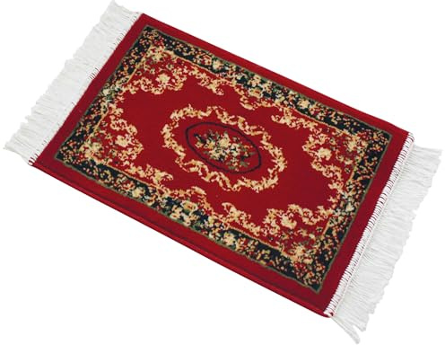 Walser Perserteppich Auto, universaler Orientteppich-Auto rot, klassischer Autoteppich orientalisch, PKW-Teppich mit weißen Teppichfransen 60x40cm